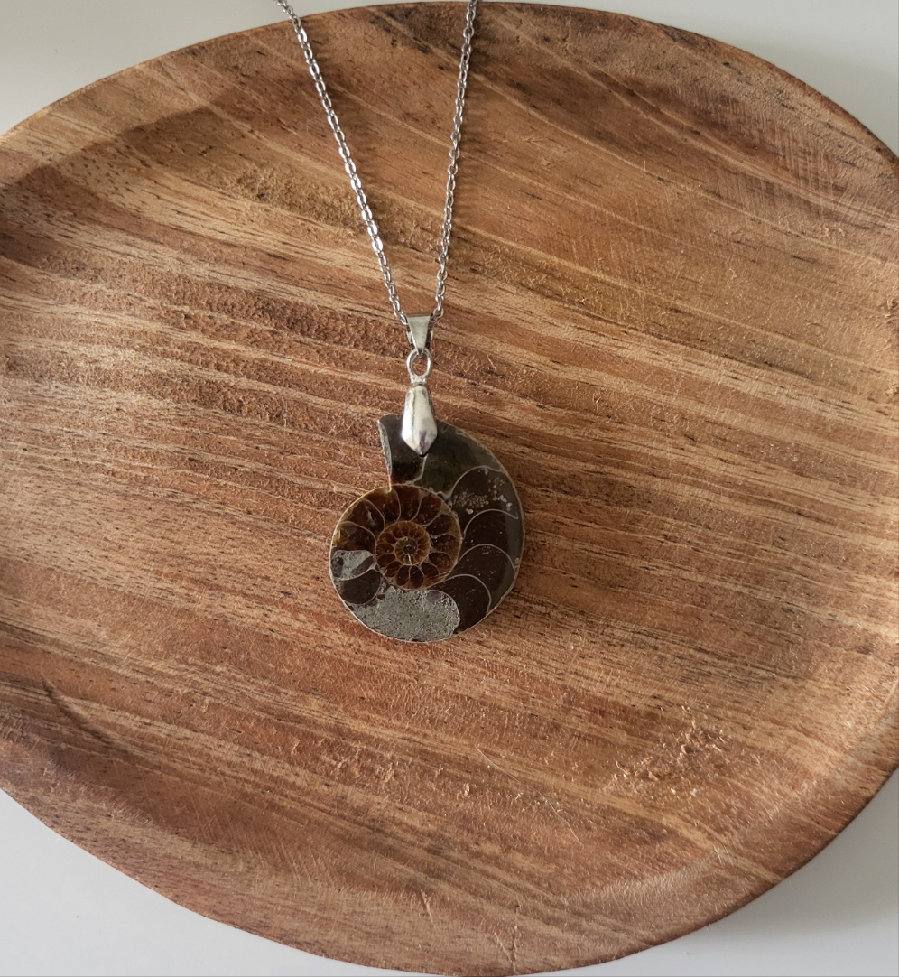 Collier avec pendentif en ammonite