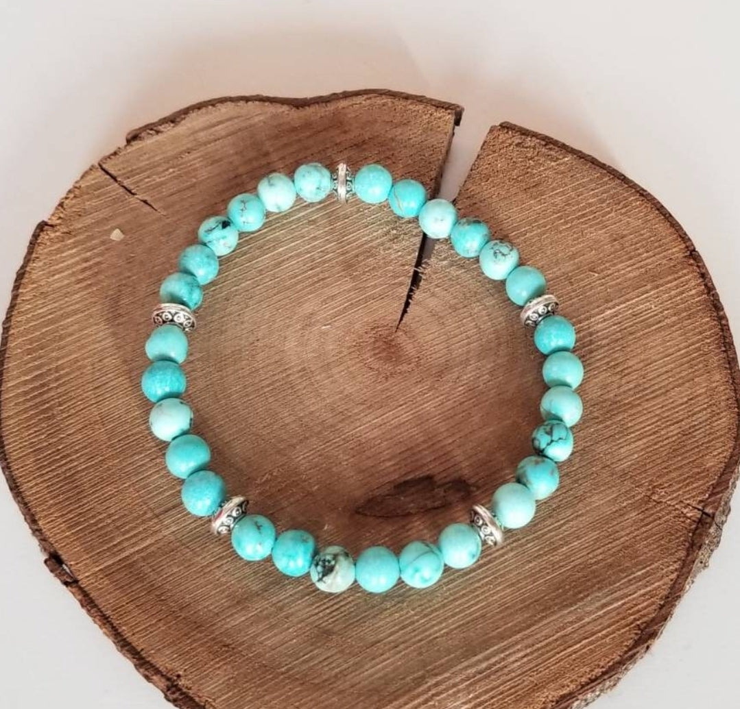 Bracelets amérindiens en howlite de diamètre 6 ou 8