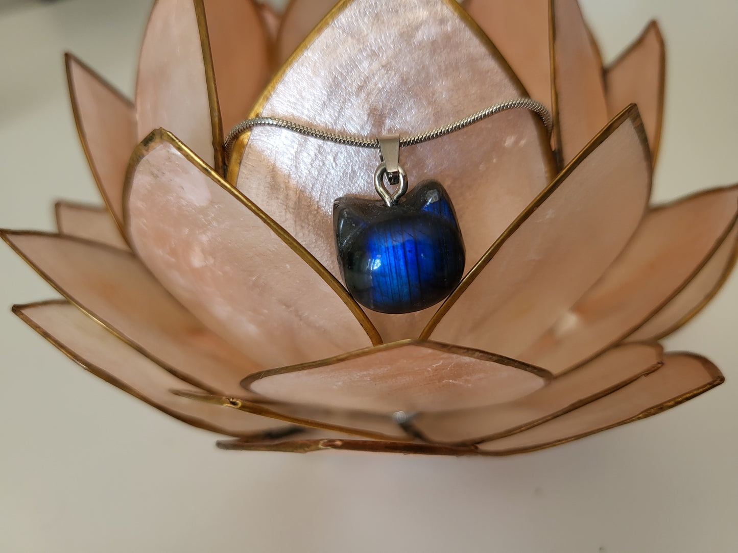 Collier chat en labradorite