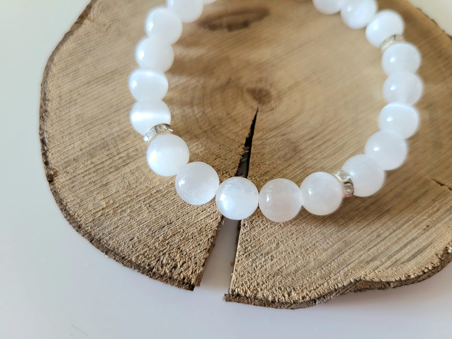 Bracelet en sélénite de diamètre 8