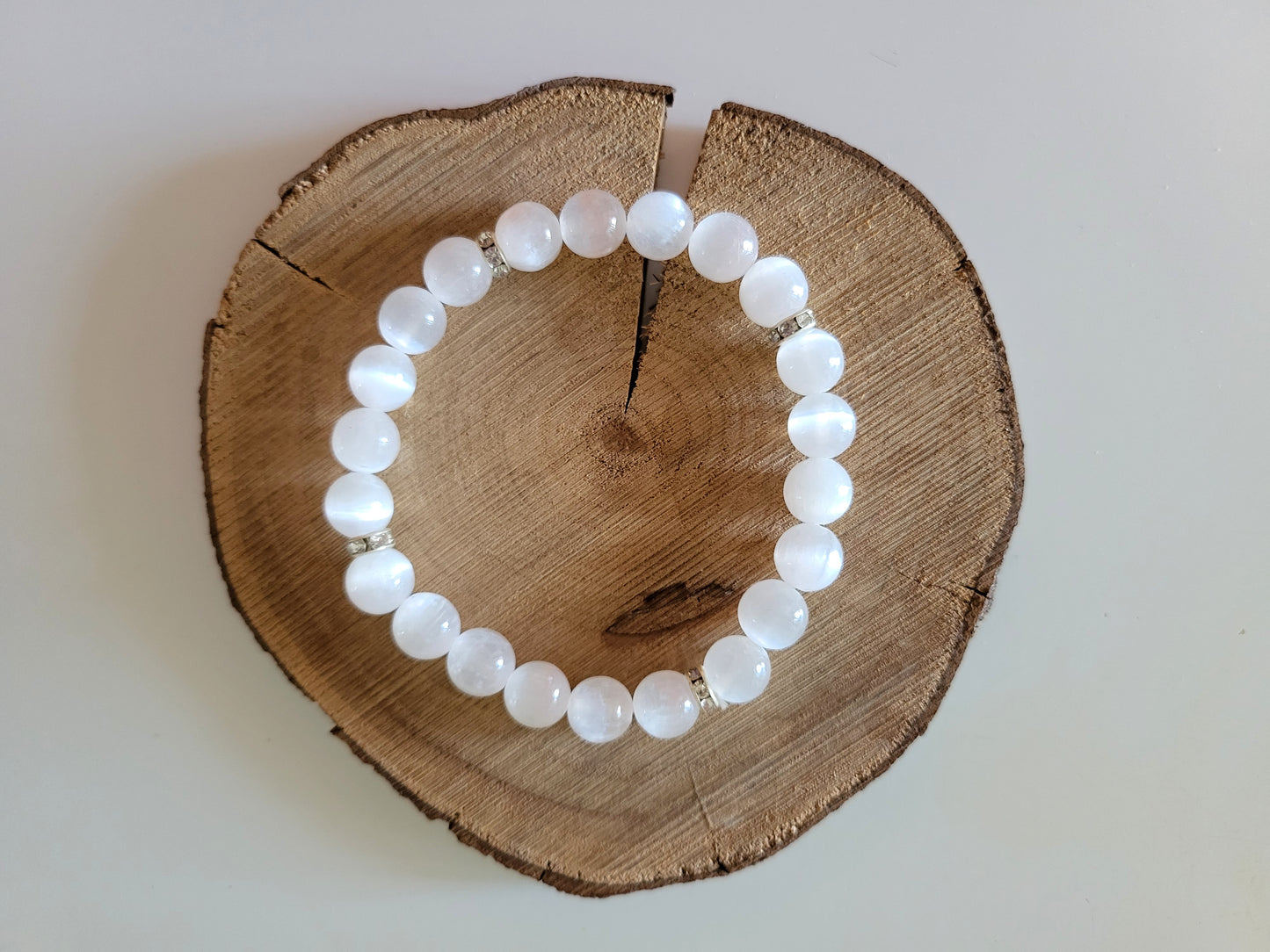 Bracelet en sélénite de diamètre 8