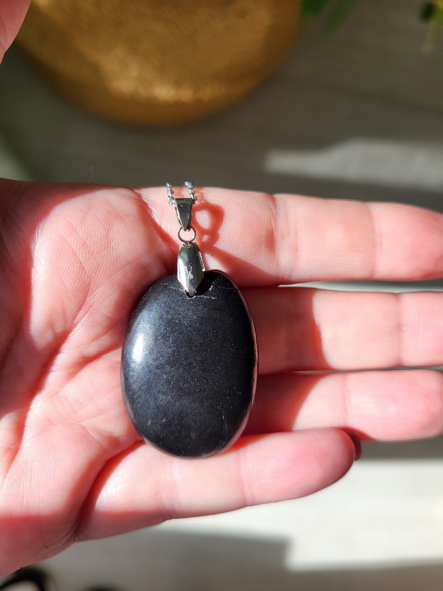Necklace with shungite pendant