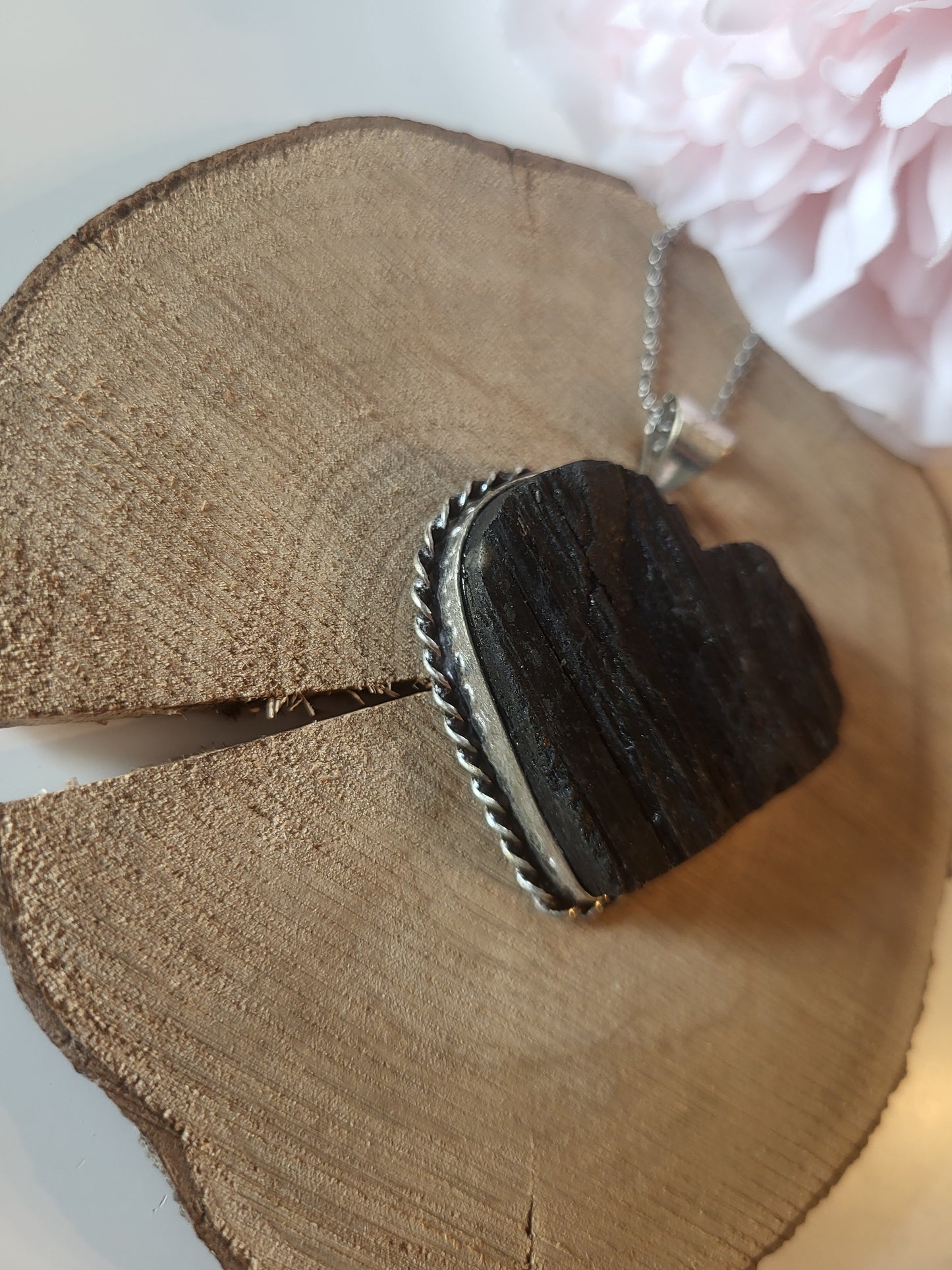 Black tourmaline heart necklace