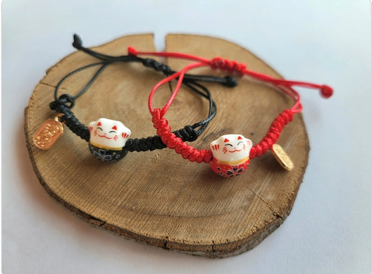 Bracelet Maneki Neko chat porte-bonheur