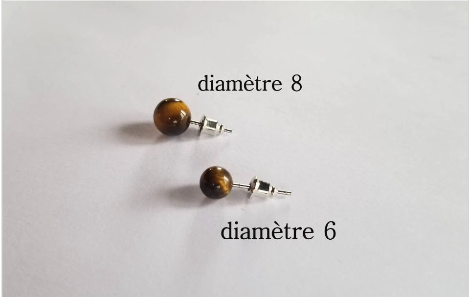 Boucles d'oreilles en quartz rose, améthyste, obsidienne, oeil de tigre ou cornaline. 2 tailles disponibles.