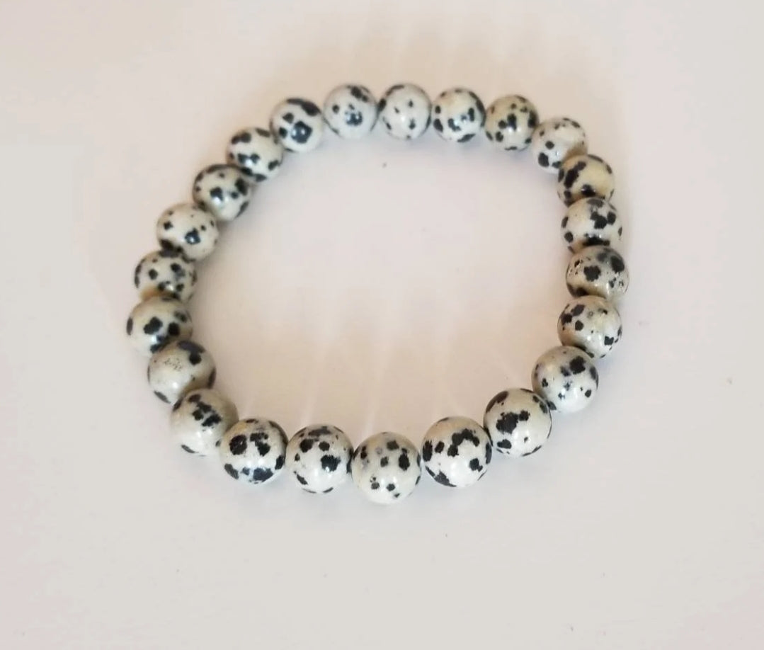 Bracelet en jaspe dalmatien de diamètre 8