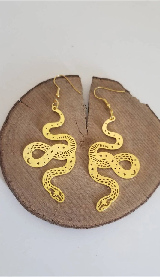 Boucles d'oreilles serpent nāga kundalini protection et prospérité