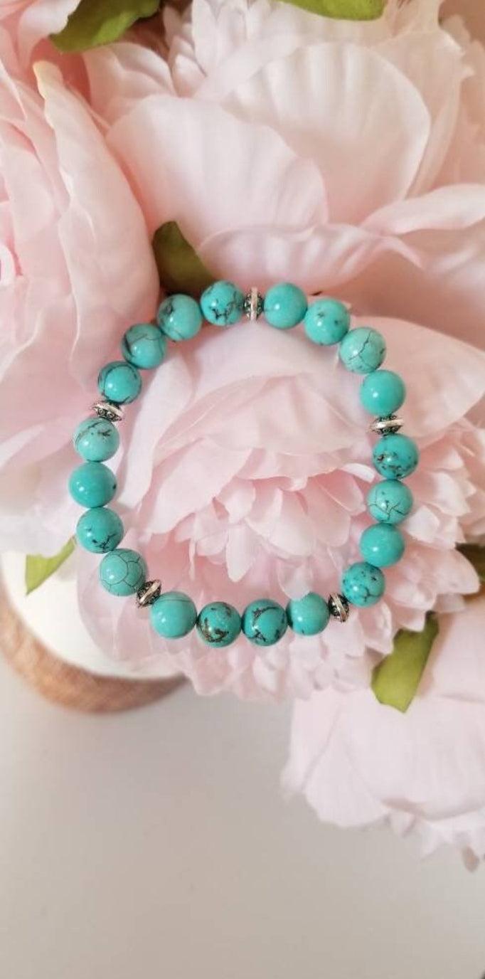 Native American howlite bracelets, diameter 6 or 8
