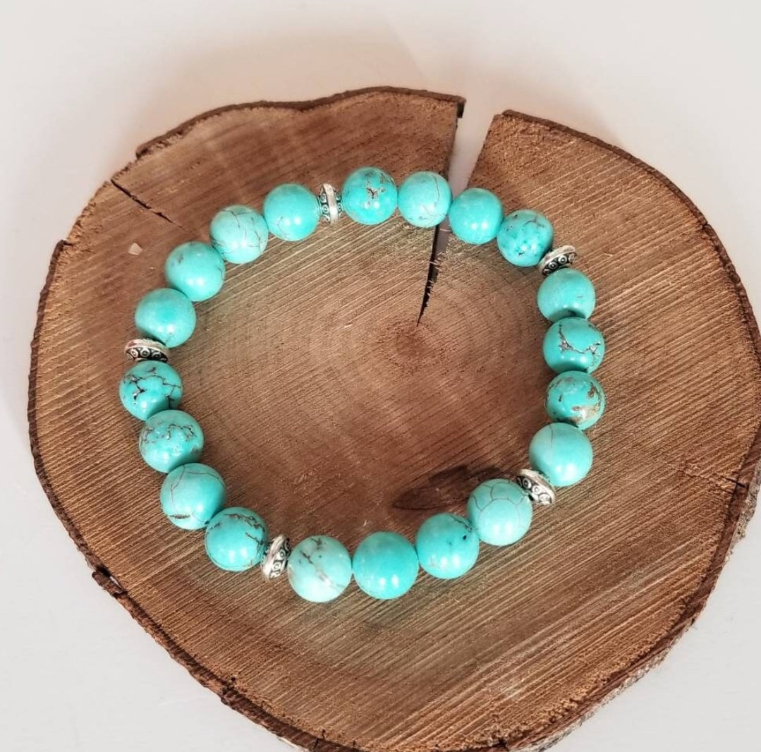 Native American howlite bracelets, diameter 6 or 8
