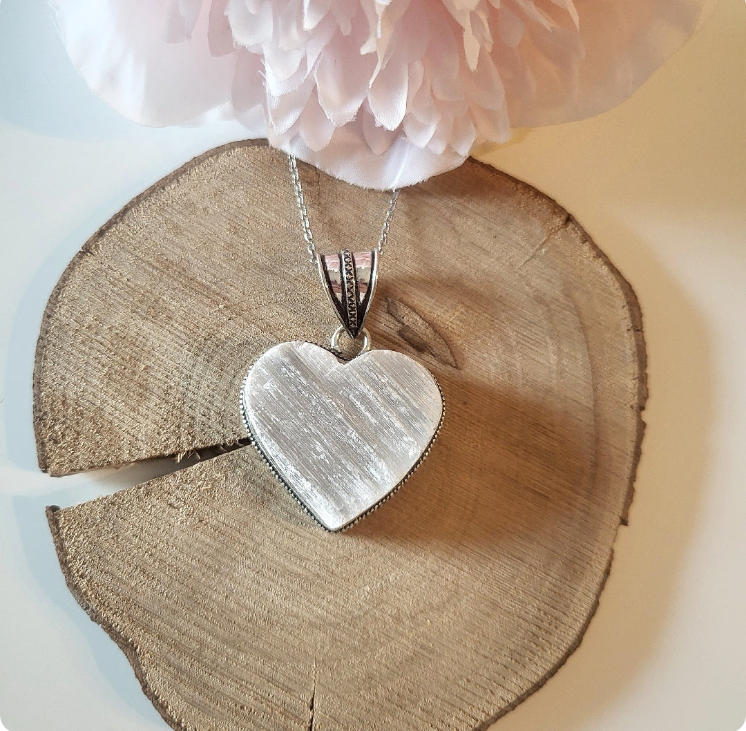 Selenite Heart Necklace