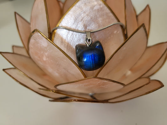 Collier chat en labradorite